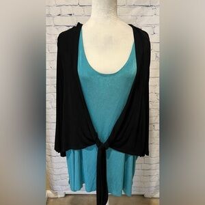 CM Shapes Stretchy Top Blouse Blue/black Size 5X